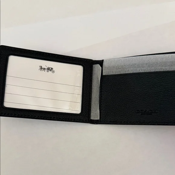NWOT Men's Coach Pebbled Black Leather ID Card Holder - Picture 3 of 6